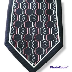 Impulse Silk Chain Pattern Pink Blue Tie